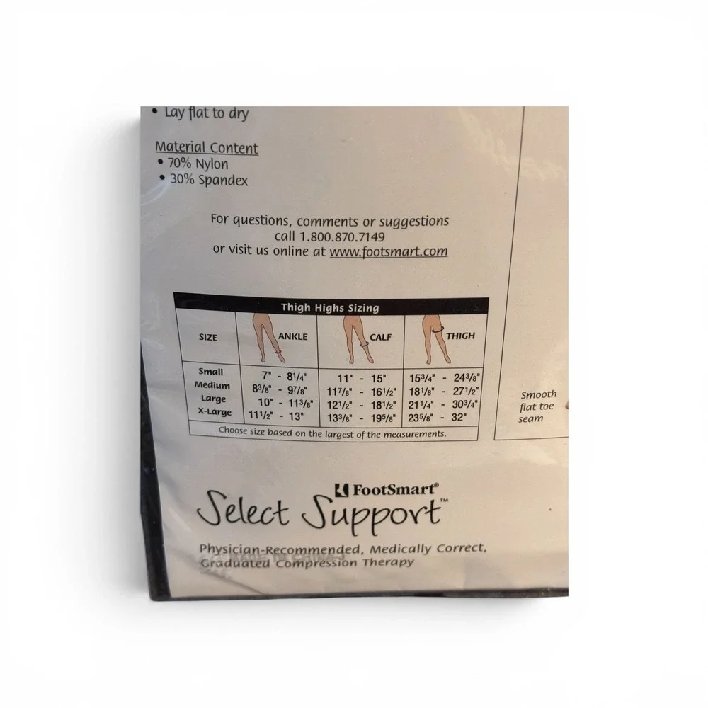 FootSmart Select Support Thigh High Compression‎ Stockings XL Silky Beige NIP